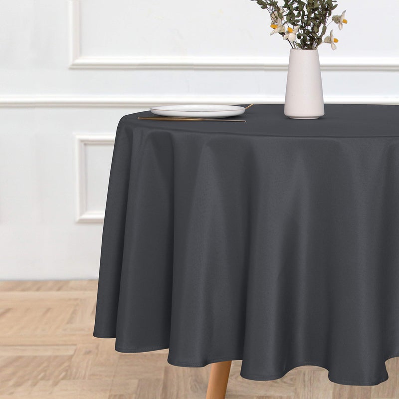 sancua Round Tablecloth - 90 Inch - Water Resistant Spill Proof Washable Polyester Table Cloth Decorative Fabric Table Cover for Dining Tables, Buffet Parties and Camping, Grey - Image 2